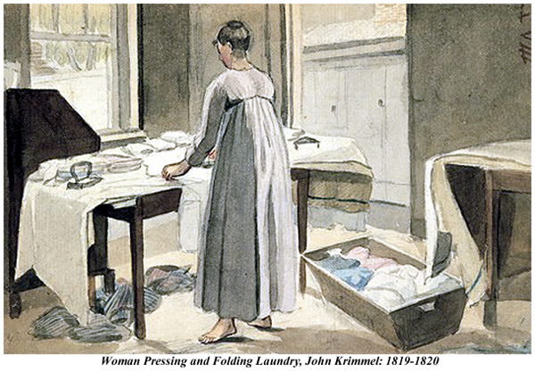 Woman Pressing and Folding Laundry John Krimmel 1819-1820